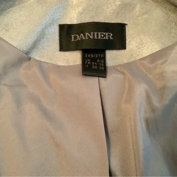 Danier Leather Jacket Sand Print Metallic Pearlized Colors Ruffle Pleated - Picture 9 of 11